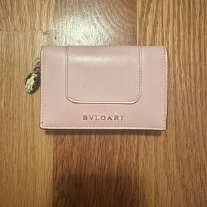 Authentic Bulgari Blush Pink Leather Card Case with Serpenti Charm